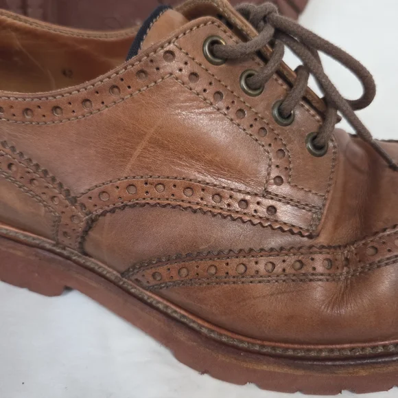 Brunello Cucinelli Cognac Leather Wing Tip Derby Oxfords 42 - Picture 12 of 16
